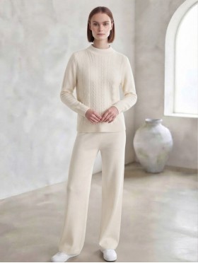 Solid Color Knitted Sweater and Pants Set